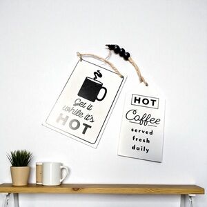 NEW•Coffee Bar Accent Signs -Reversible 2 Pack